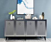 Aparador – 150 x 40 x 80 cm – Antracite e Prata – Painel de Partículas com Revestimento a Melamina