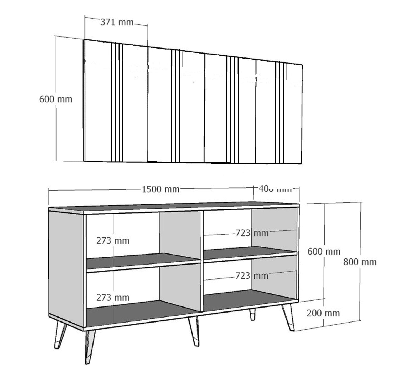 Aparador – 150 cm x 80 cm x 40 cm – Branco e Prata – Melamina