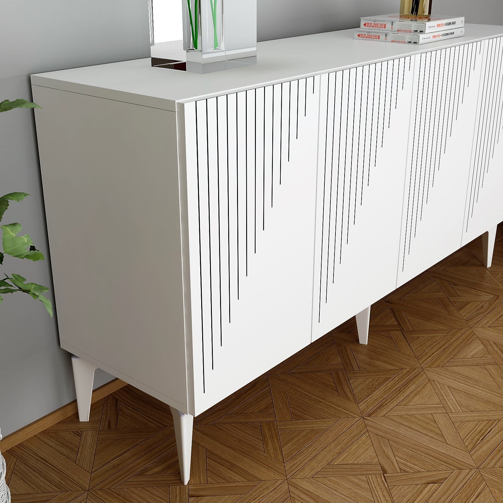 Aparador – 150 cm x 79 cm x 40 cm – Branco – Painel de partículas revestido a melamina
