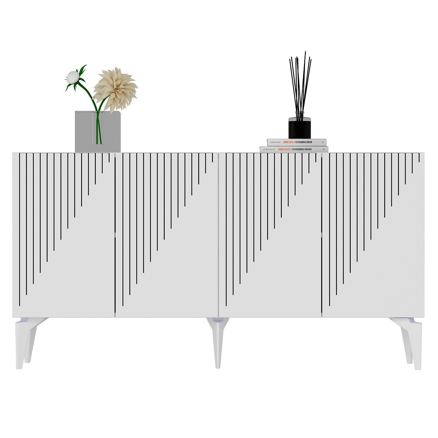Aparador – 150 cm x 79 cm x 40 cm – Branco – Painel de partículas revestido a melamina