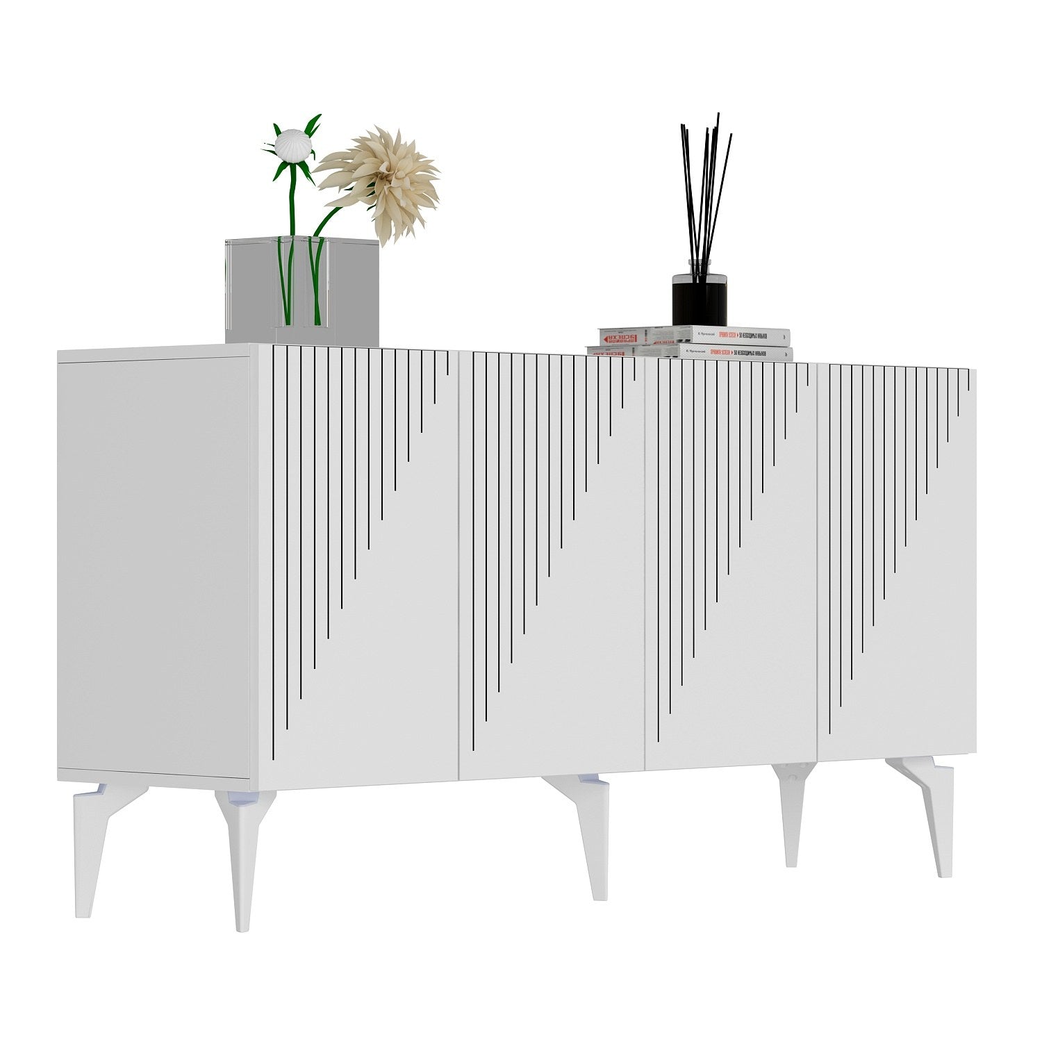 Aparador – 150 cm x 79 cm x 40 cm – Branco – Painel de partículas revestido a melamina