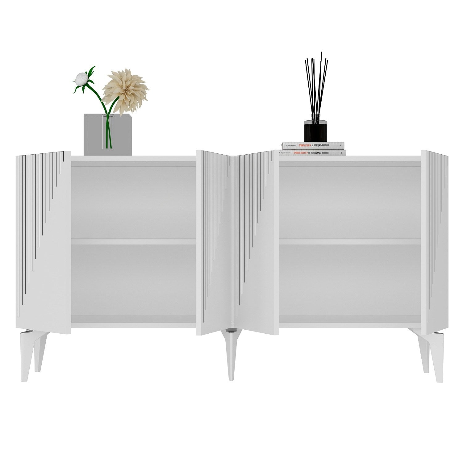 Aparador – 150 cm x 79 cm x 40 cm – Branco – Painel de partículas revestido a melamina