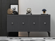 Aparador – 150 x 79 x 40 cm – Antracite e Prata – Painel de Partículas