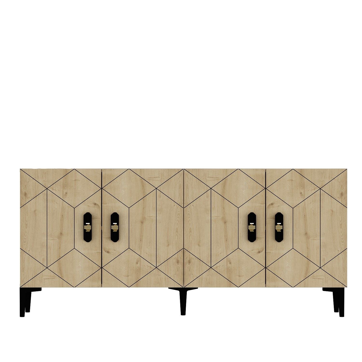 Aparador – 150 cm x 75 cm x 35 cm – Antracite e Carvalho Safira – 100% Painel de Partículas