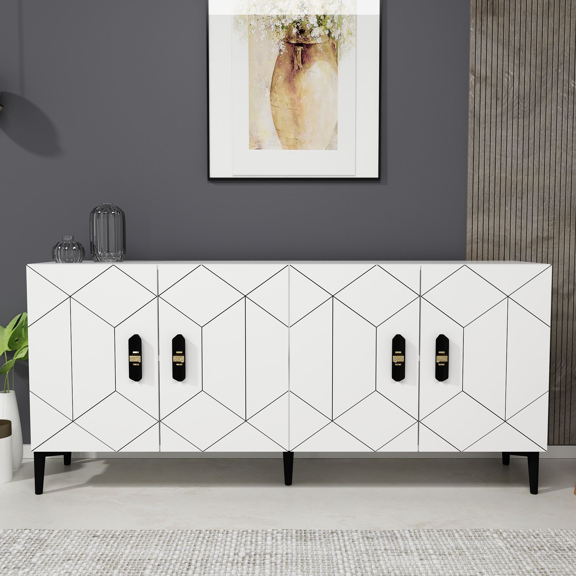 Aparador – 150 cm largura – Branco – Aglomerado de partículas revestido a melamina