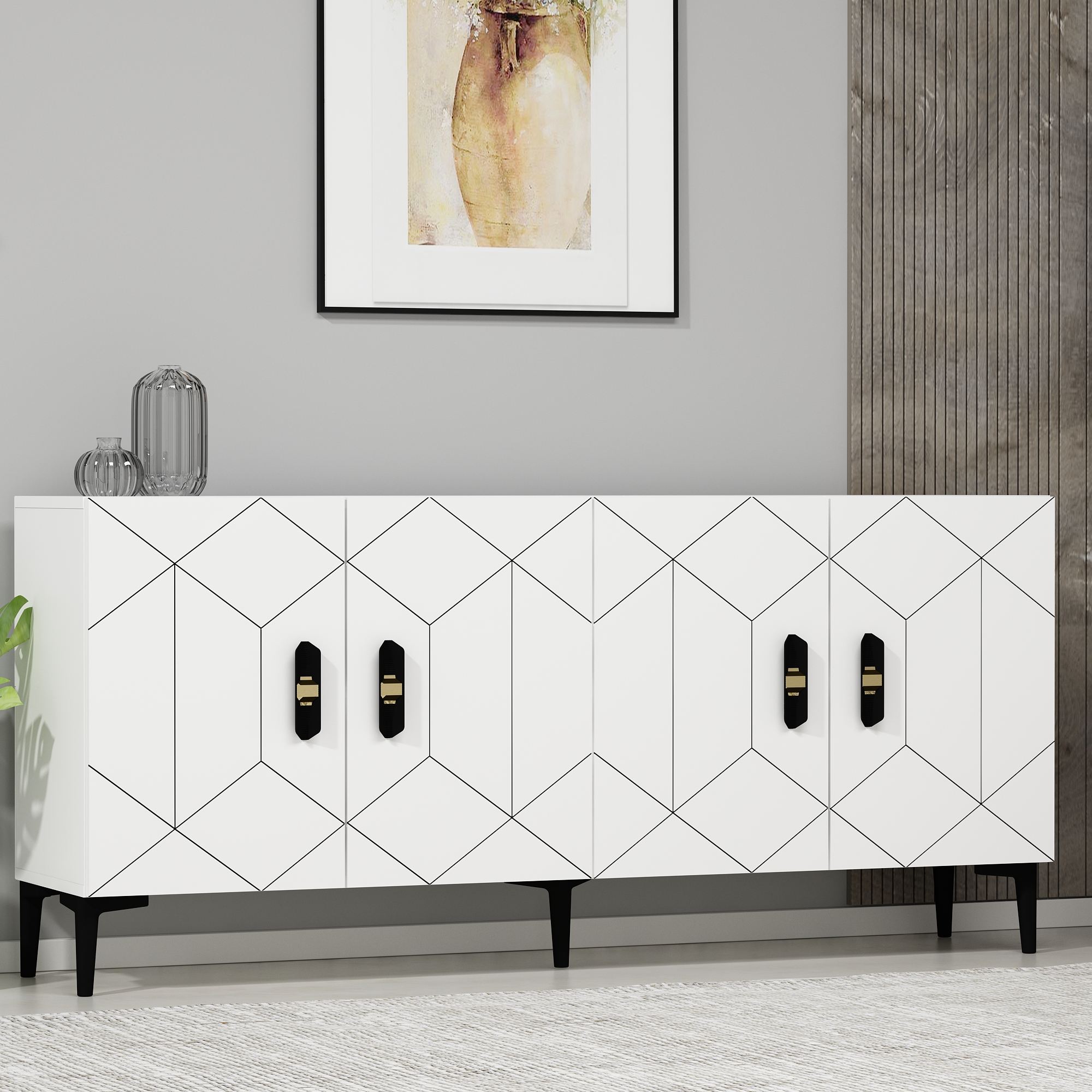 Aparador – 150 cm largura – Branco – Aglomerado de partículas revestido a melamina