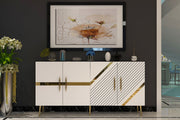 Aparador – 150 cm – Branco e Dourado – Painel de partículas revestido a melamina