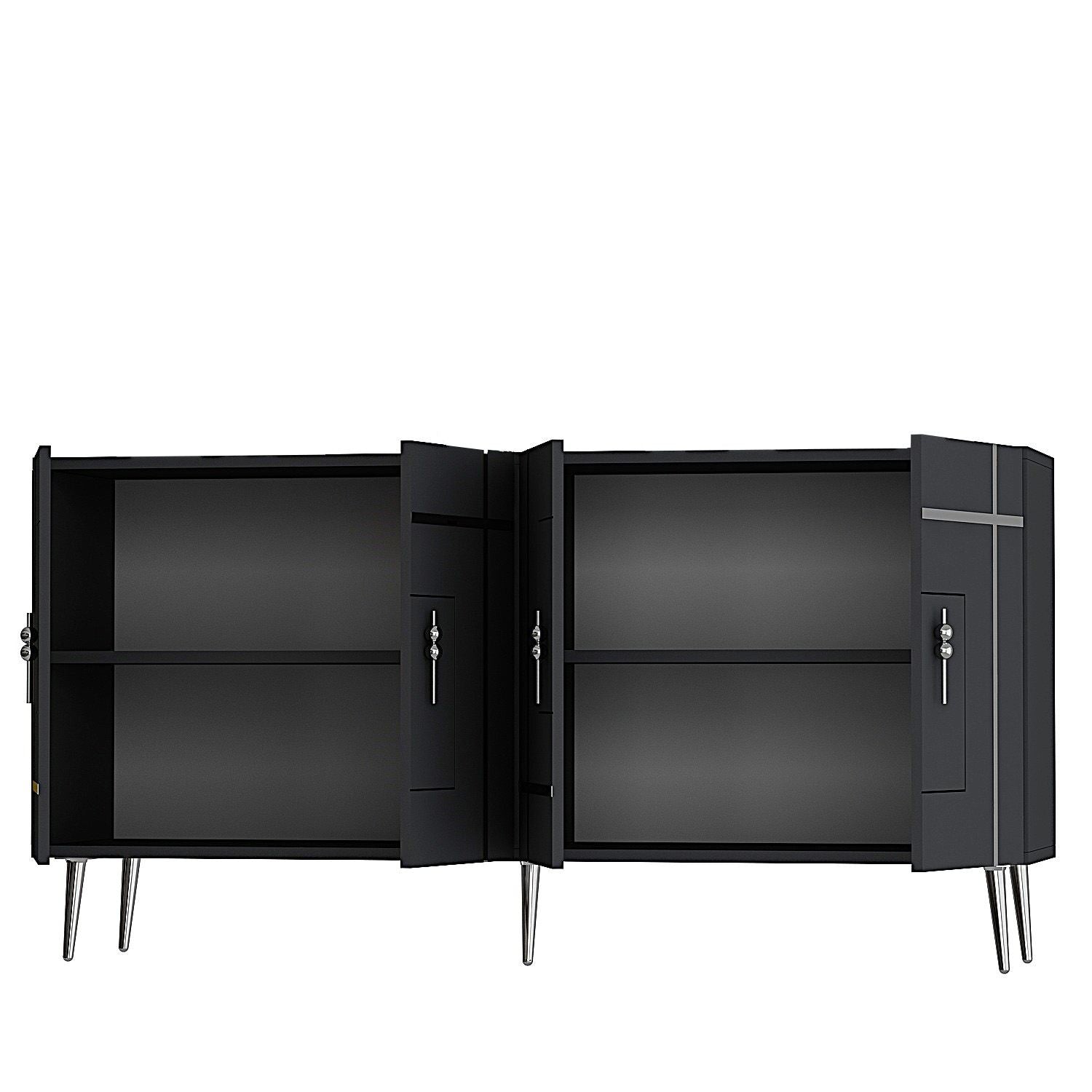 Aparador – 150 cm – Antracite e Prata – Melamina