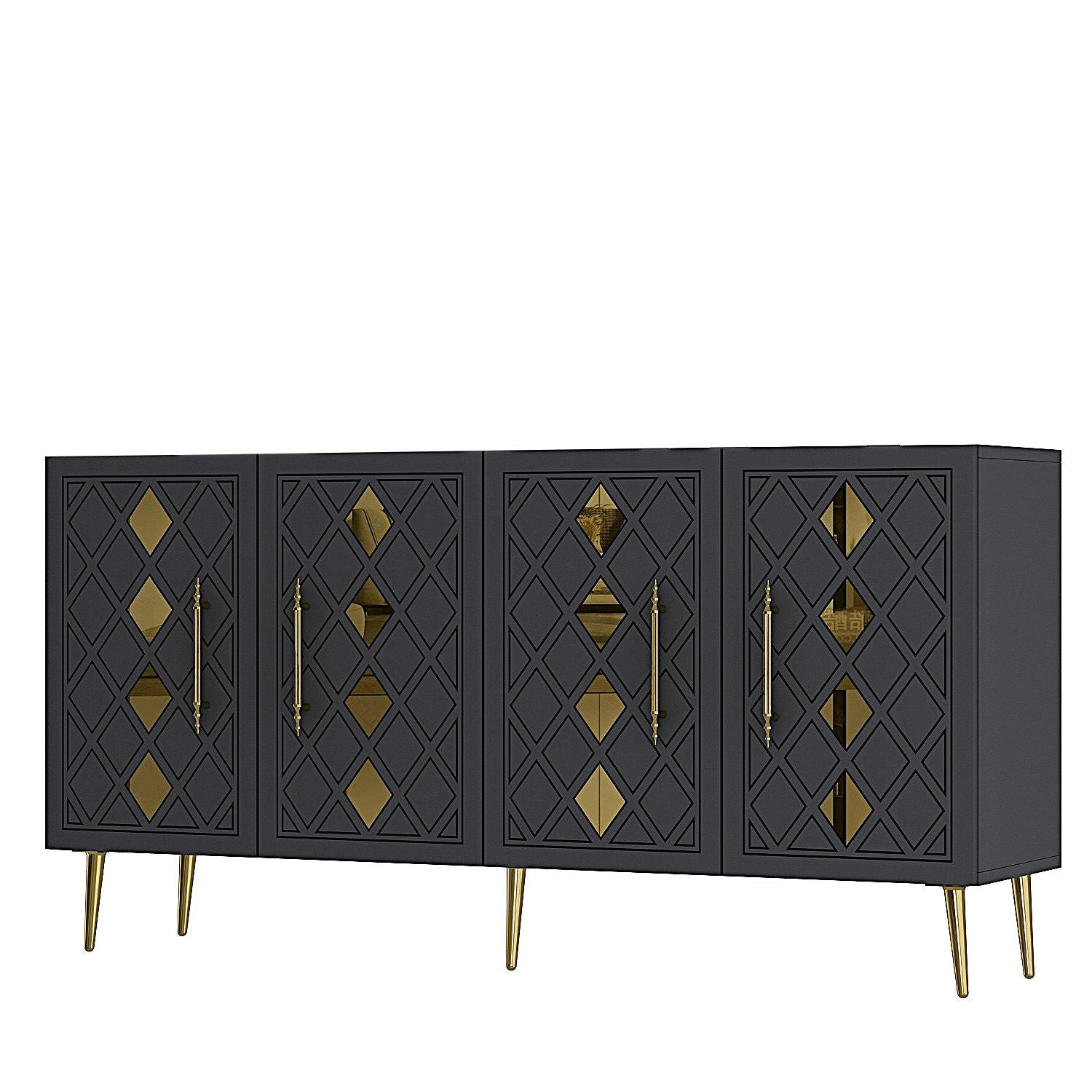 Aparador – 150 cm – Antracite/Dourado – Painéis de partículas revestidos a melamina