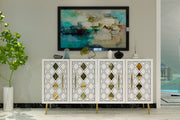 Aparador – 150 cm – Branco e Dourado – Painel de partículas revestido a melamina