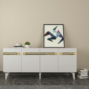 Aparador – 150 cm – Branco e Dourado – Painéis de partículas revestidos a melamina