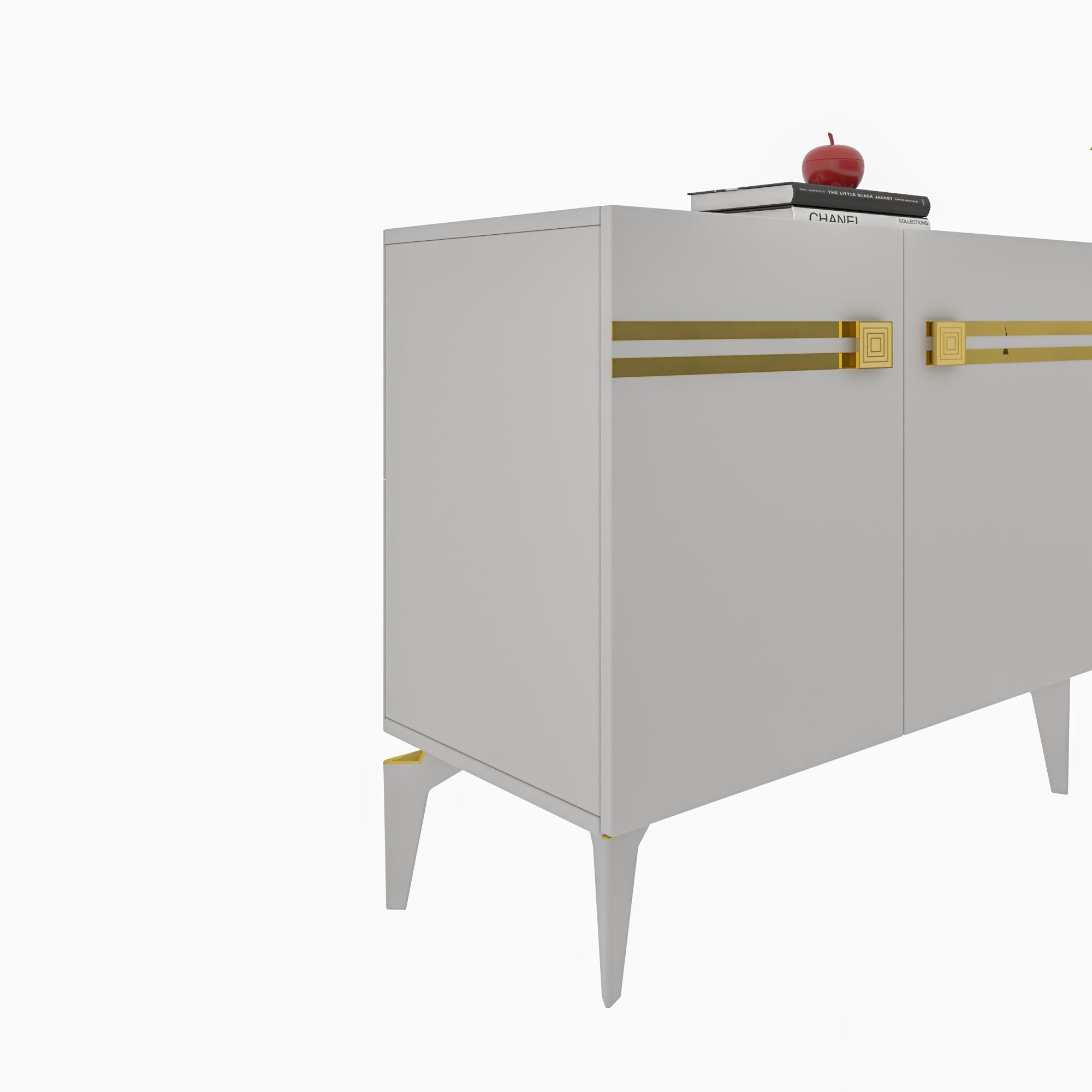 Aparador – 150 cm – Branco e Dourado – Painéis de partículas revestidos a melamina