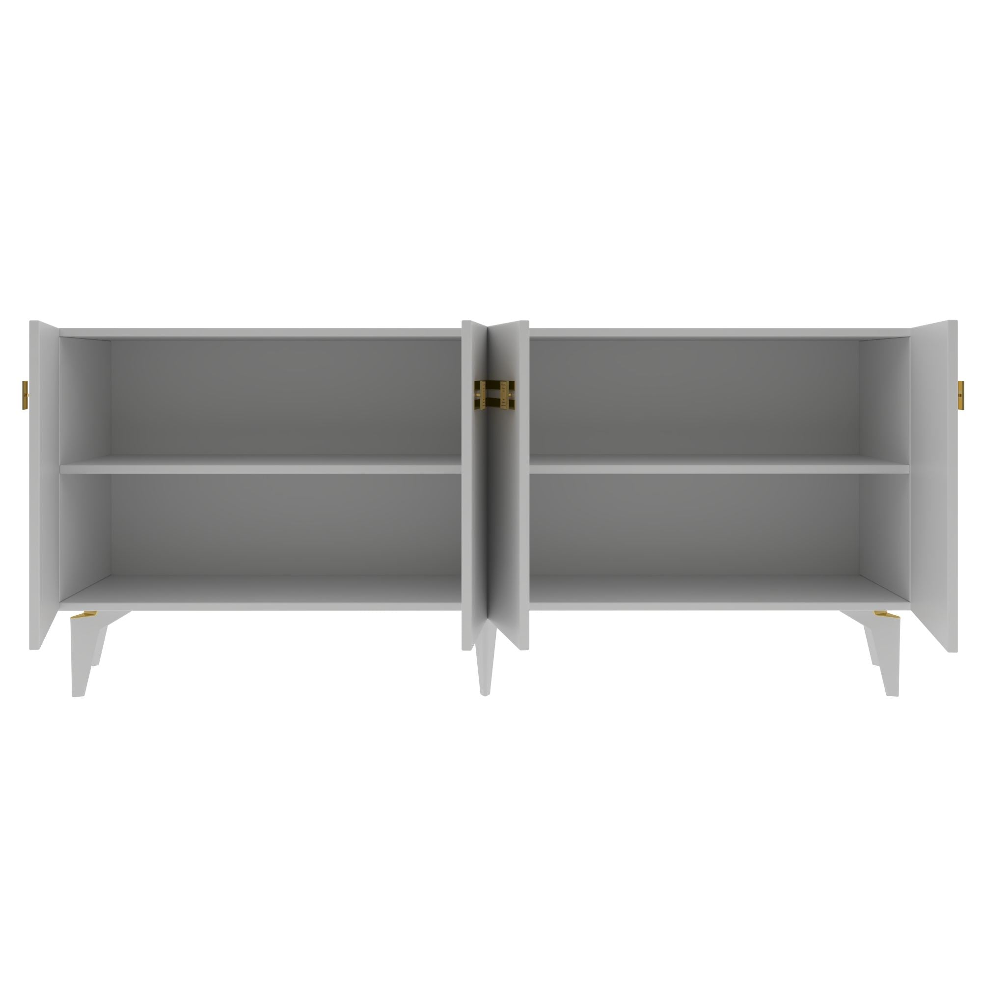 Aparador – 150 cm – Branco e Dourado – Painéis de partículas revestidos a melamina