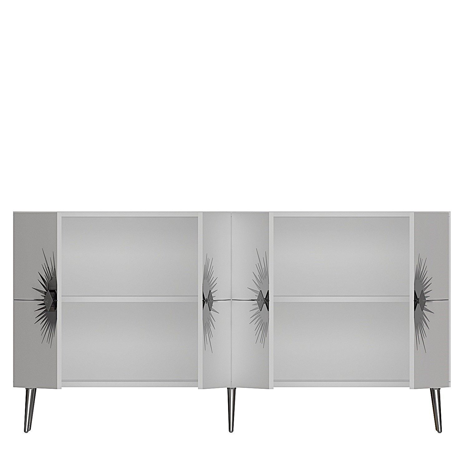 Aparador – 150 cm – Branco e Prata – Painel de partículas revestido a melamina