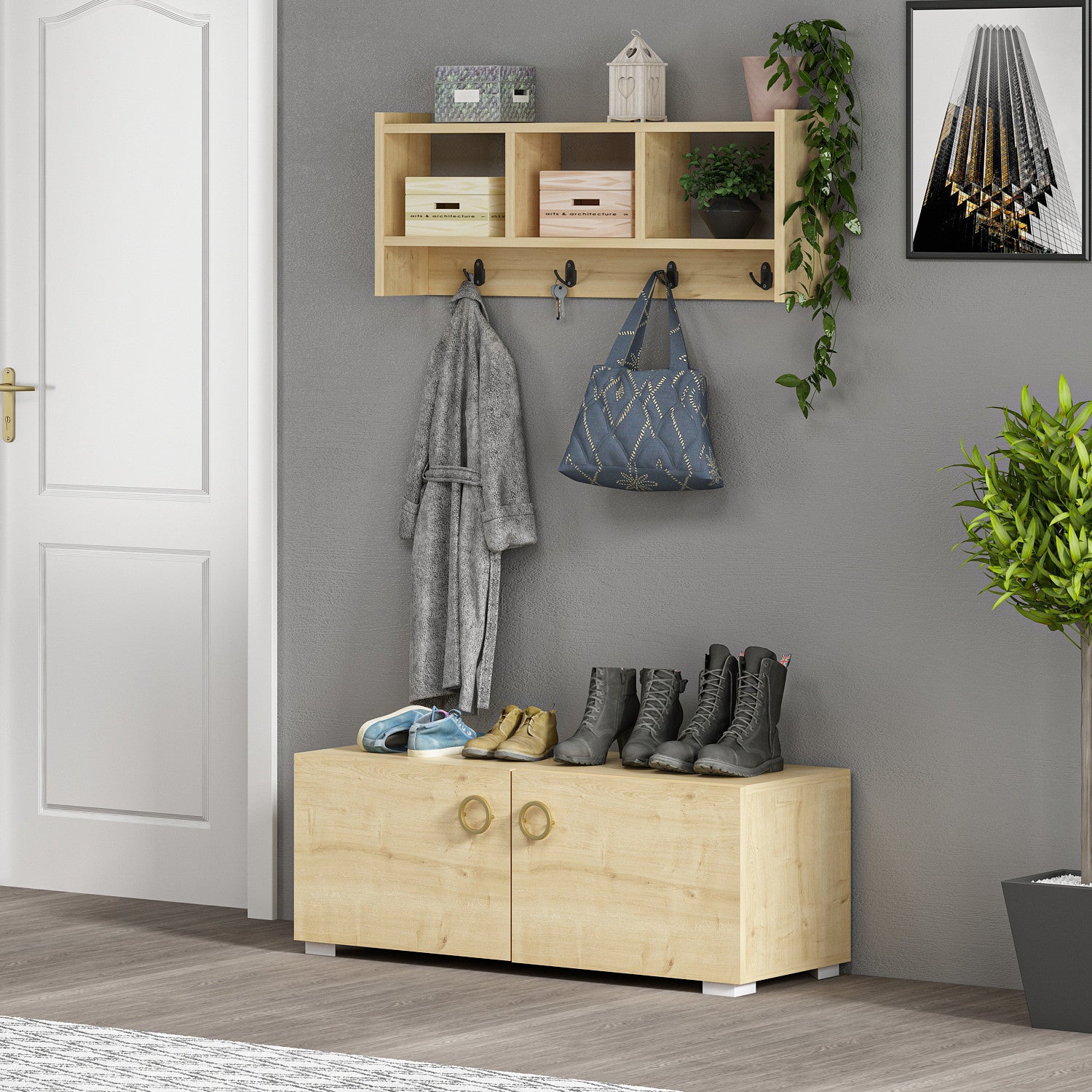 Prateleira de parede – 75.6cm x 35cm x 22cm – Safira – Painel de partículas revestido a melamina