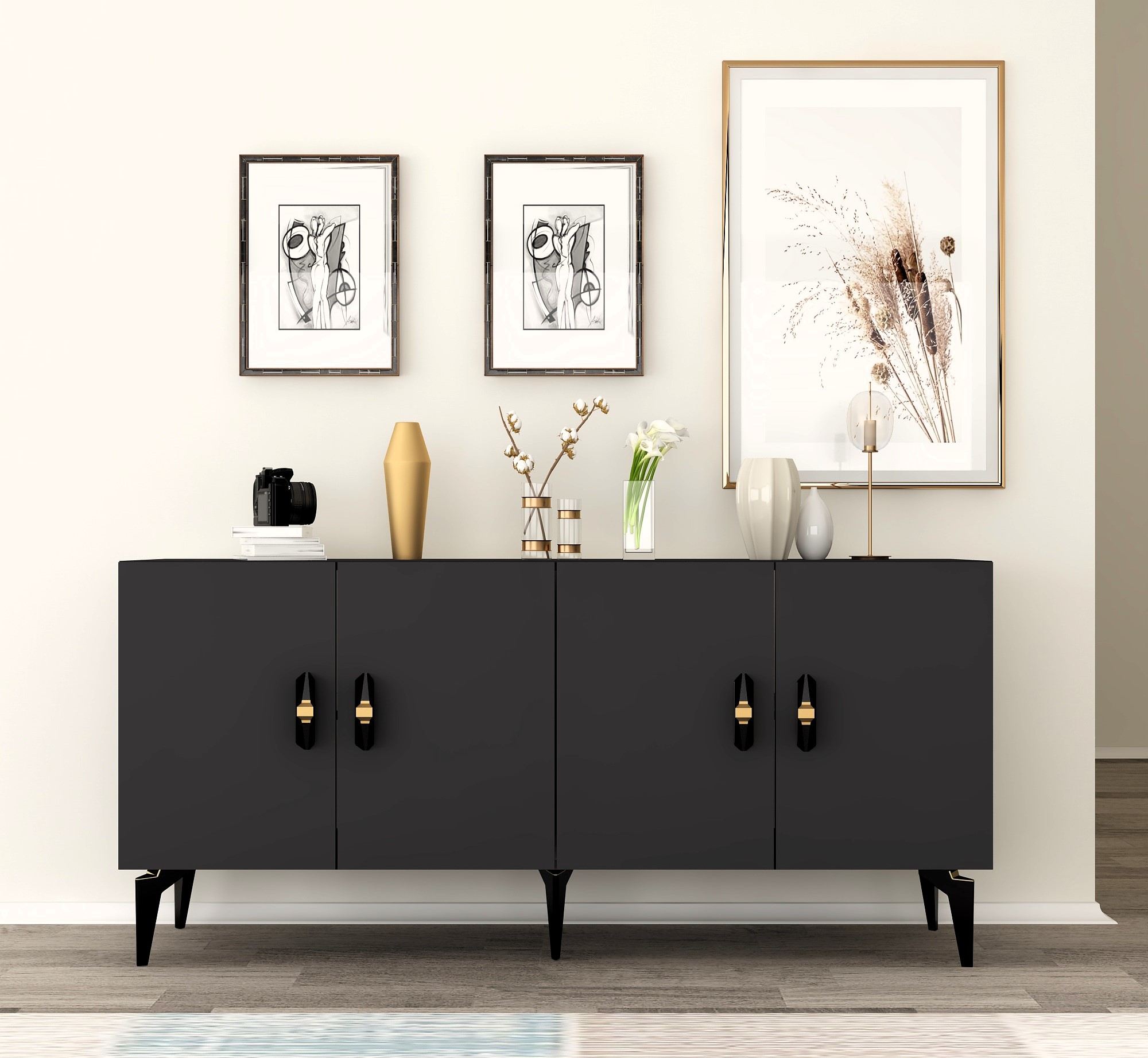 Aparador – 150cm – Antracite – Painéis de partículas revestidos a melamina