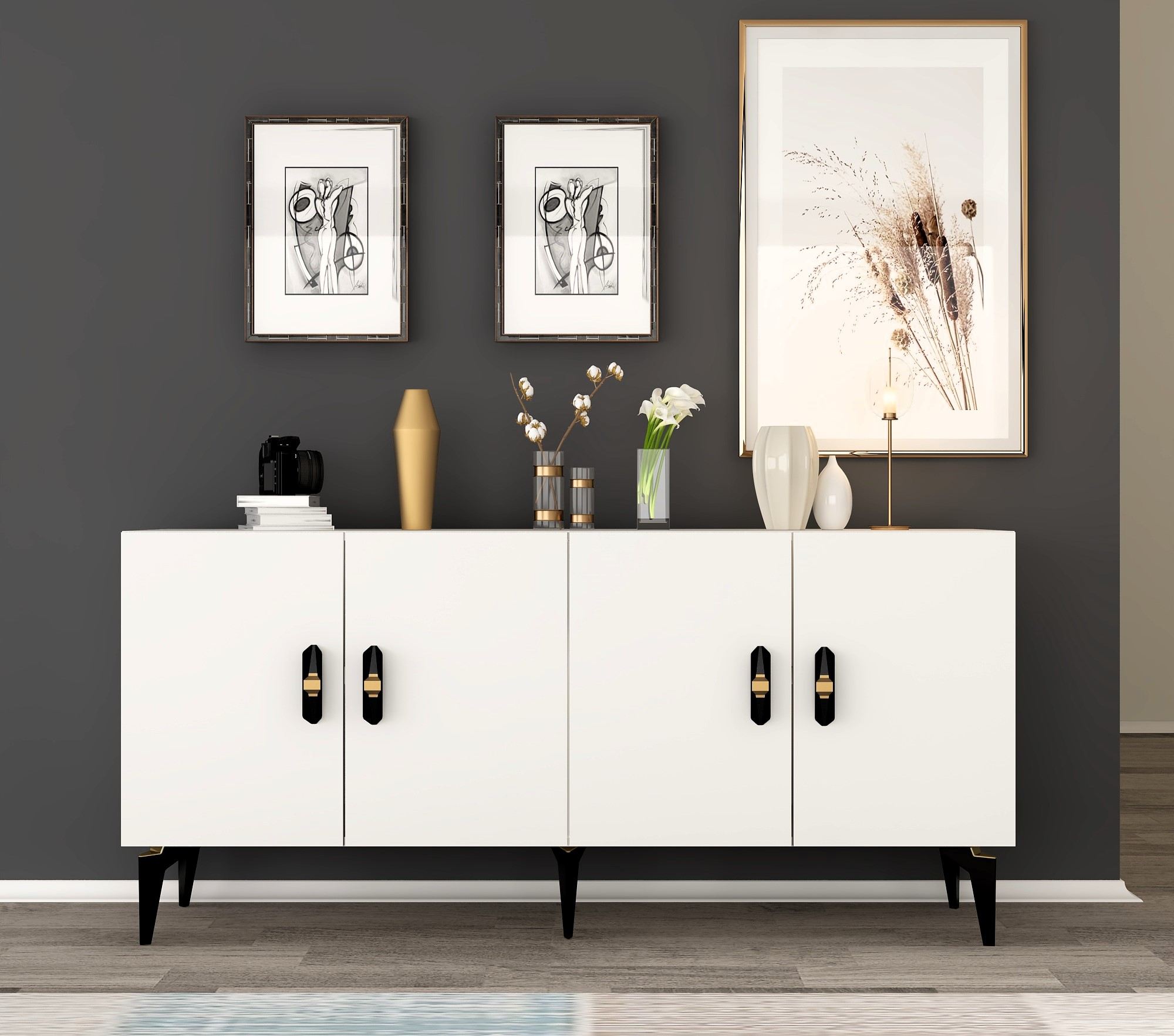 Aparador – 150 cm x 79 cm x 40 cm – Branco – Painel de Partículas
