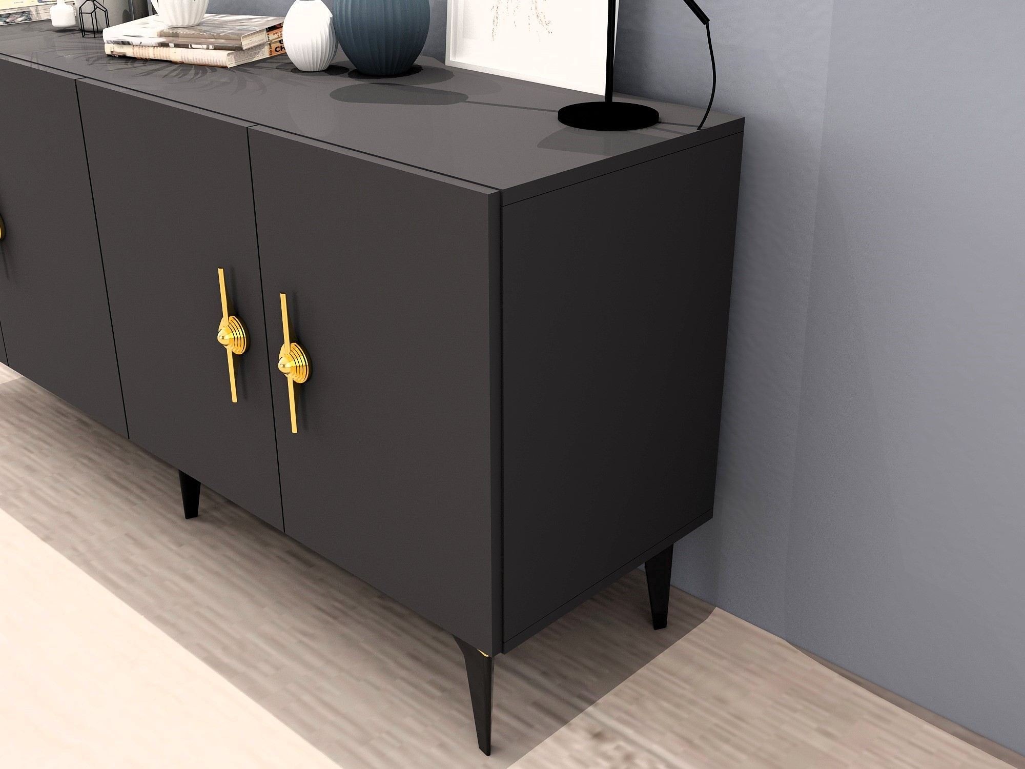 Aparador – 150cm – Antracite – Painéis de partículas revestidos a melamina