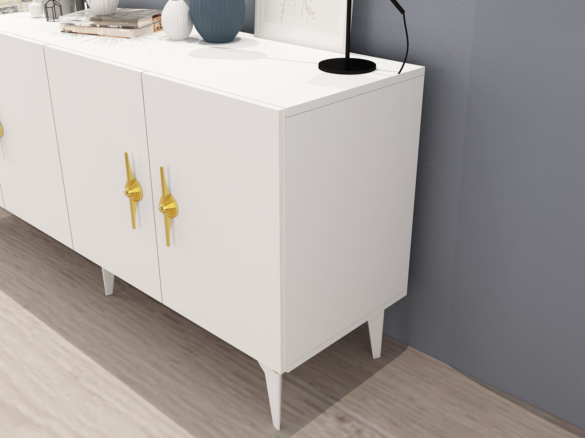 Aparador – 150cm x 79cm x 40cm – Branco – Painel de partículas revestido a melamina