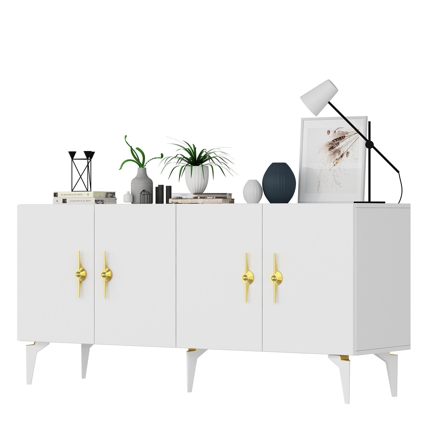 Aparador – 150cm x 79cm x 40cm – Branco – Painel de partículas revestido a melamina