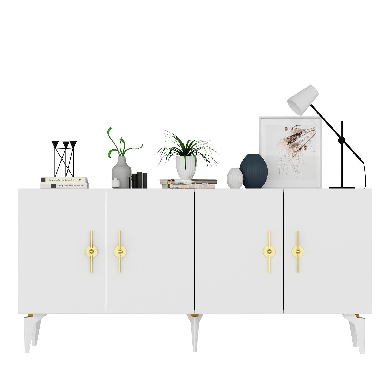 Aparador – 150cm x 79cm x 40cm – Branco – Painel de partículas revestido a melamina