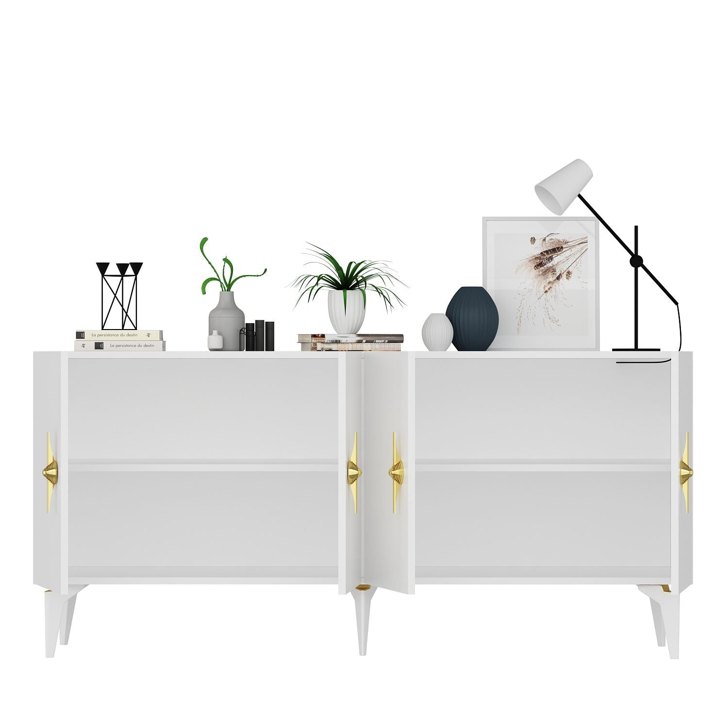 Aparador – 150cm x 79cm x 40cm – Branco – Painel de partículas revestido a melamina