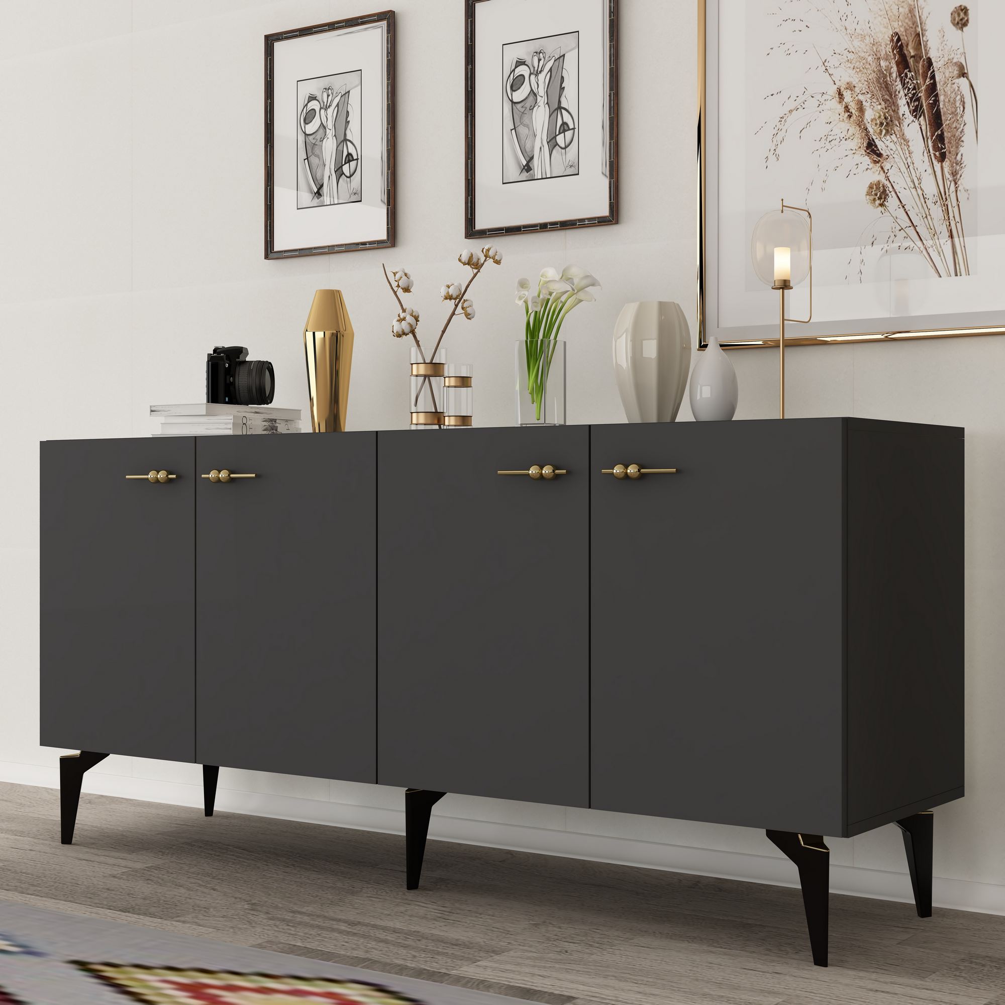 Aparador – 150cm – Antracite – Painel de partículas
