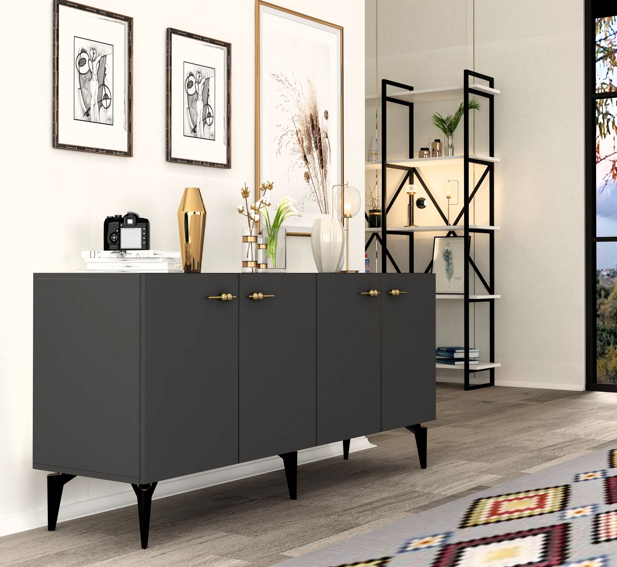 Aparador – 150cm – Antracite – Painel de partículas