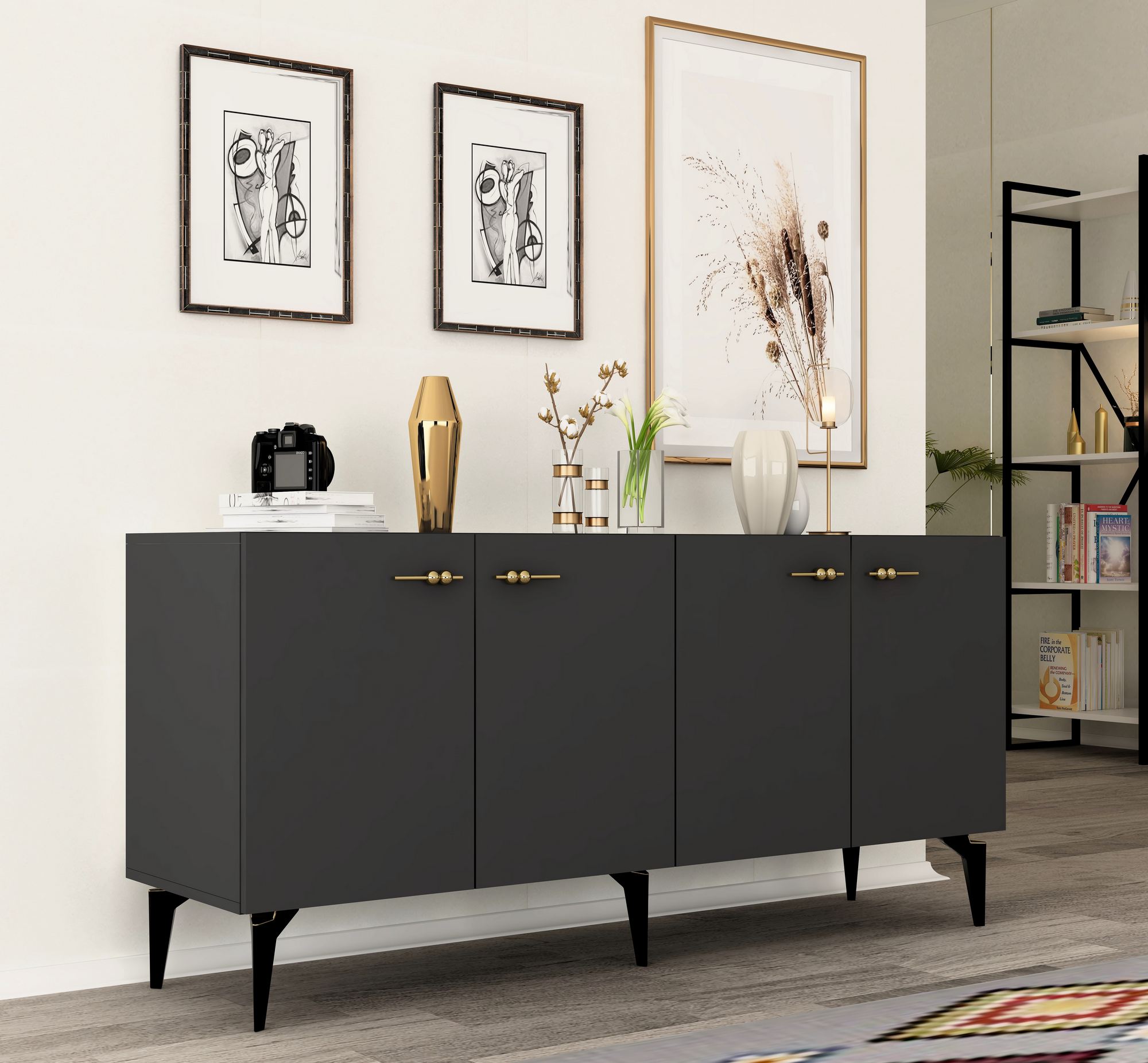 Aparador – 150cm – Antracite – Painel de partículas