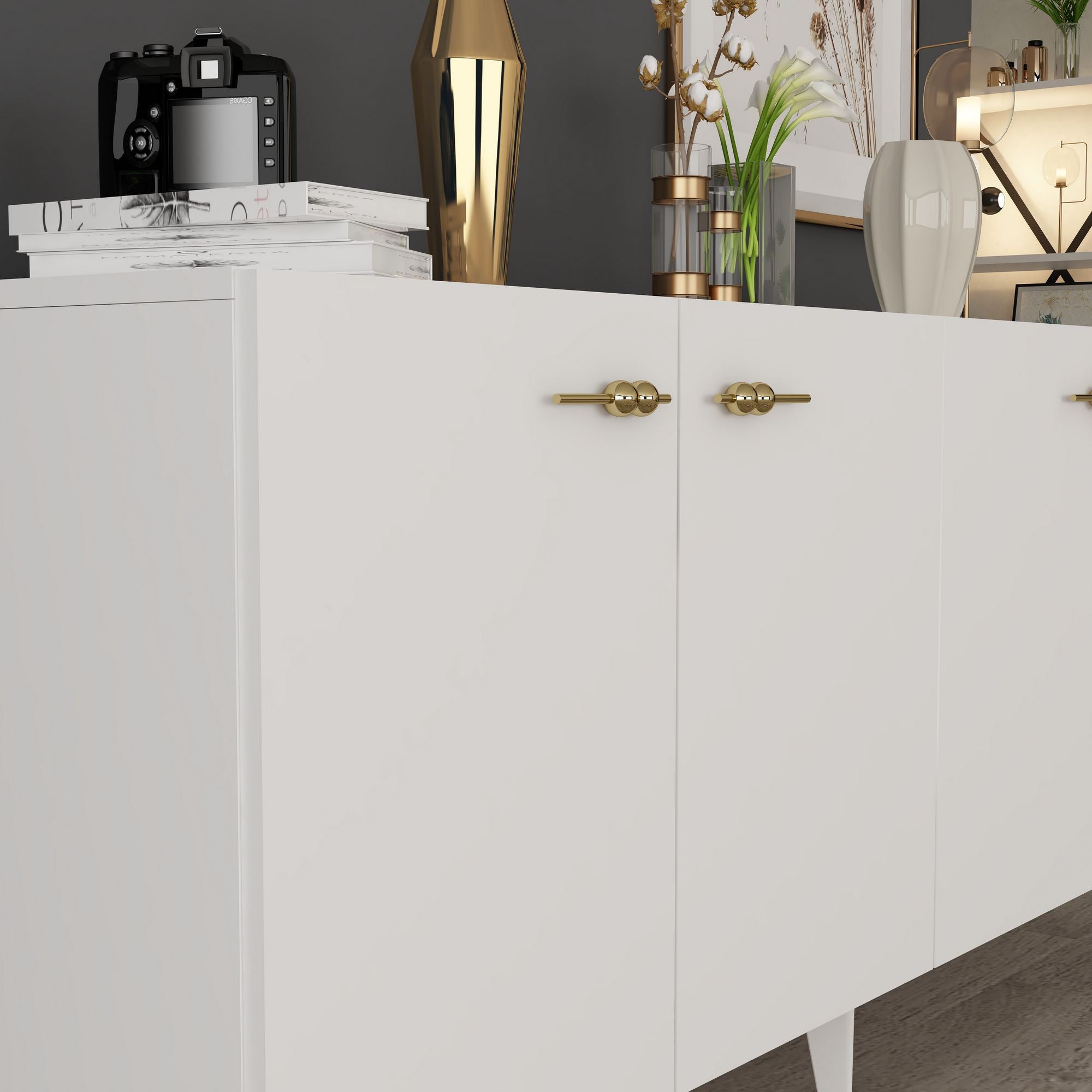 Aparador – 150 cm x 79 cm x 40 cm – Branco – Painel de partículas revestido a melamina