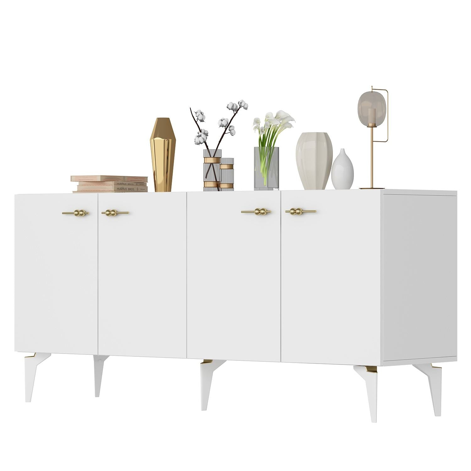 Aparador – 150 cm x 79 cm x 40 cm – Branco – Painel de partículas revestido a melamina
