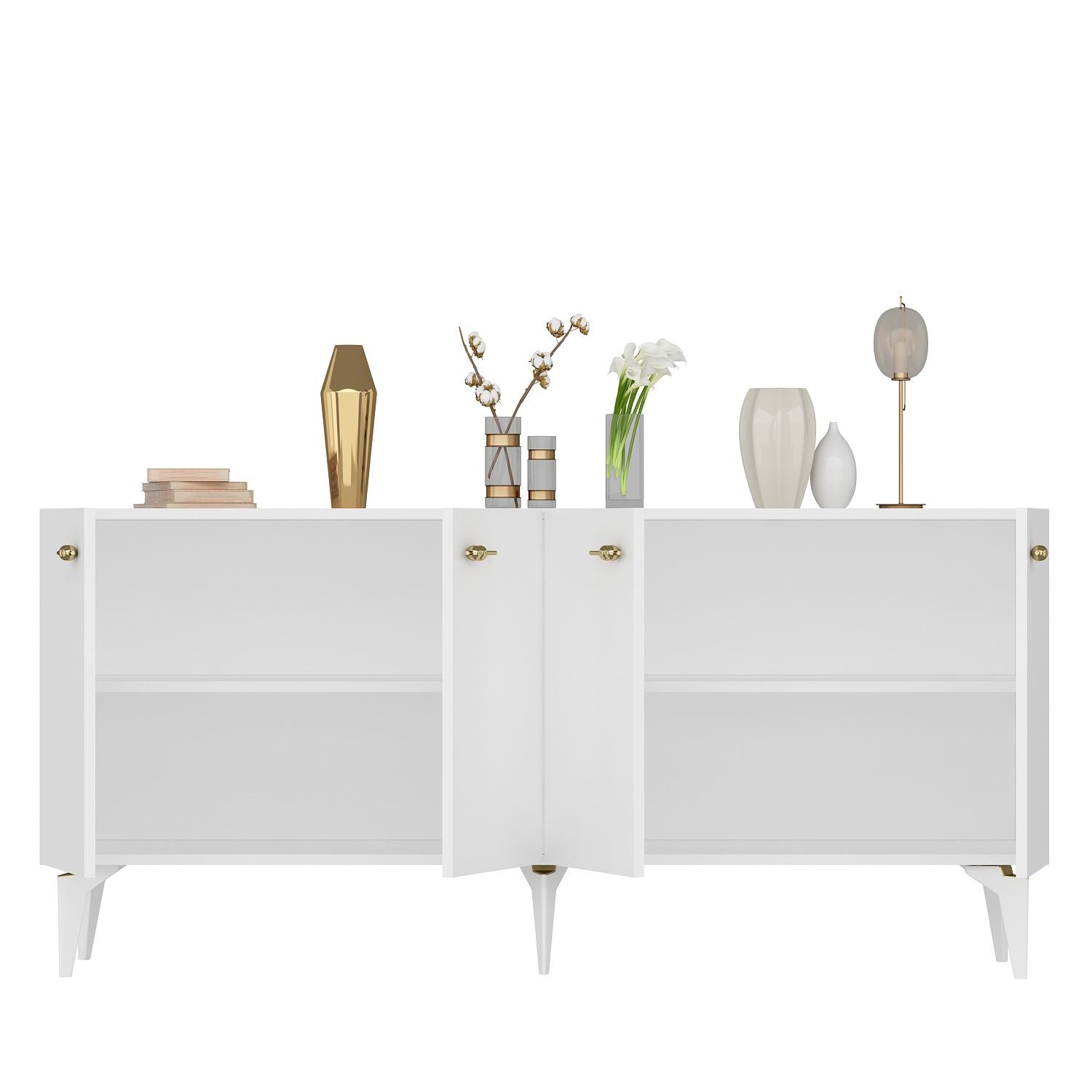 Aparador – 150 cm x 79 cm x 40 cm – Branco – Painel de partículas revestido a melamina