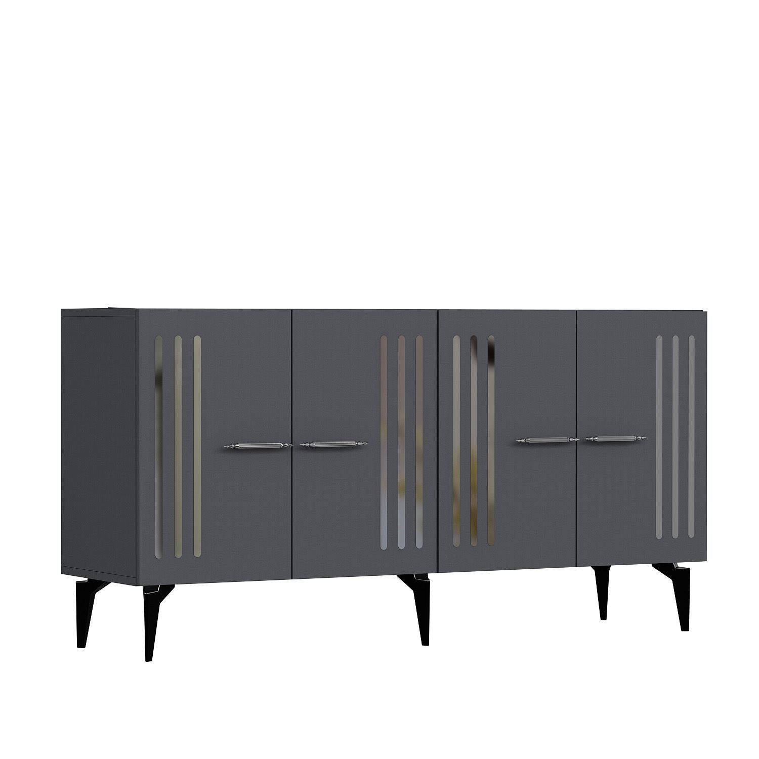 Aparador – 150 cm – Antracite e Prata – Material em painel de partículas revestido a melamina