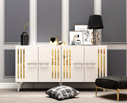 Aparador – 150cm x 79cm x 40cm – Branco e Dourado – Painel de partículas