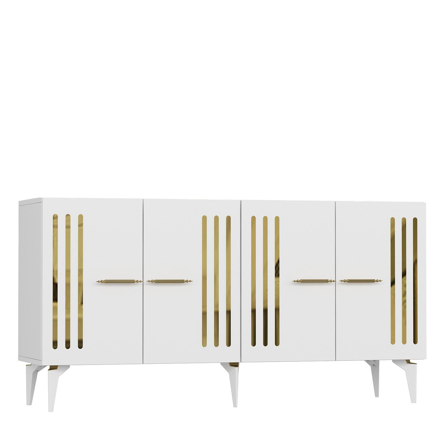 Aparador – 150cm x 79cm x 40cm – Branco e Dourado – Painel de partículas