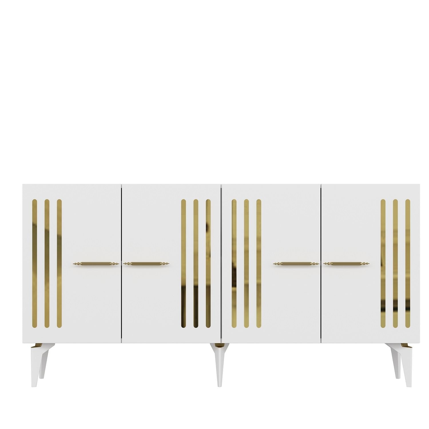 Aparador – 150cm x 79cm x 40cm – Branco e Dourado – Painel de partículas