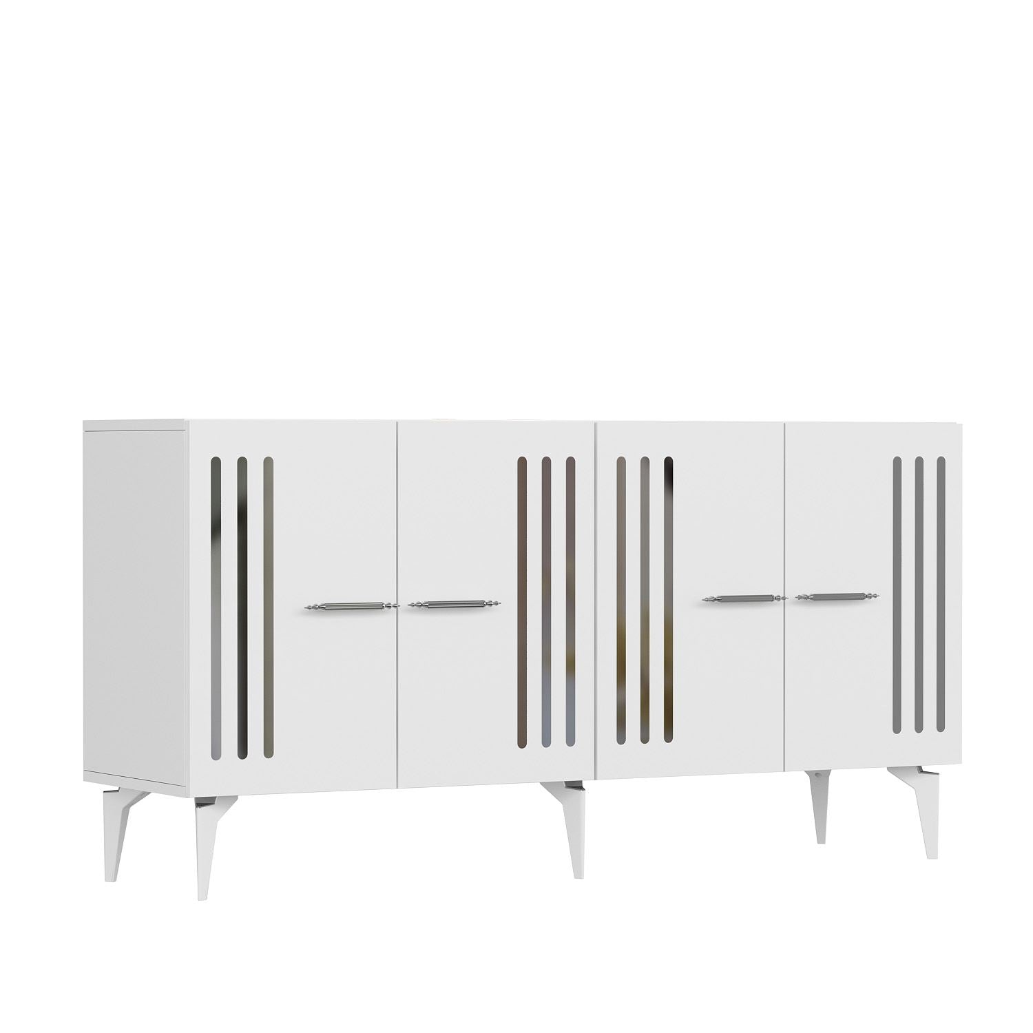 Aparador – 150 cm – Branco/Prata – Painel de partículas revestido a melamina
