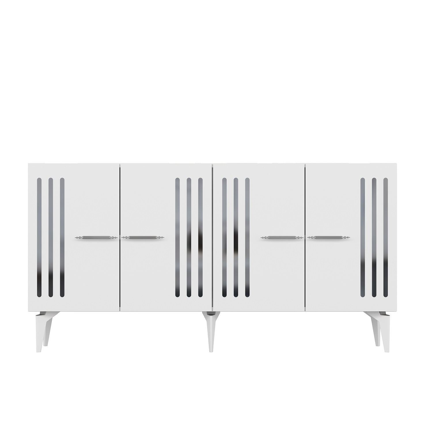 Aparador – 150 cm – Branco/Prata – Painel de partículas revestido a melamina