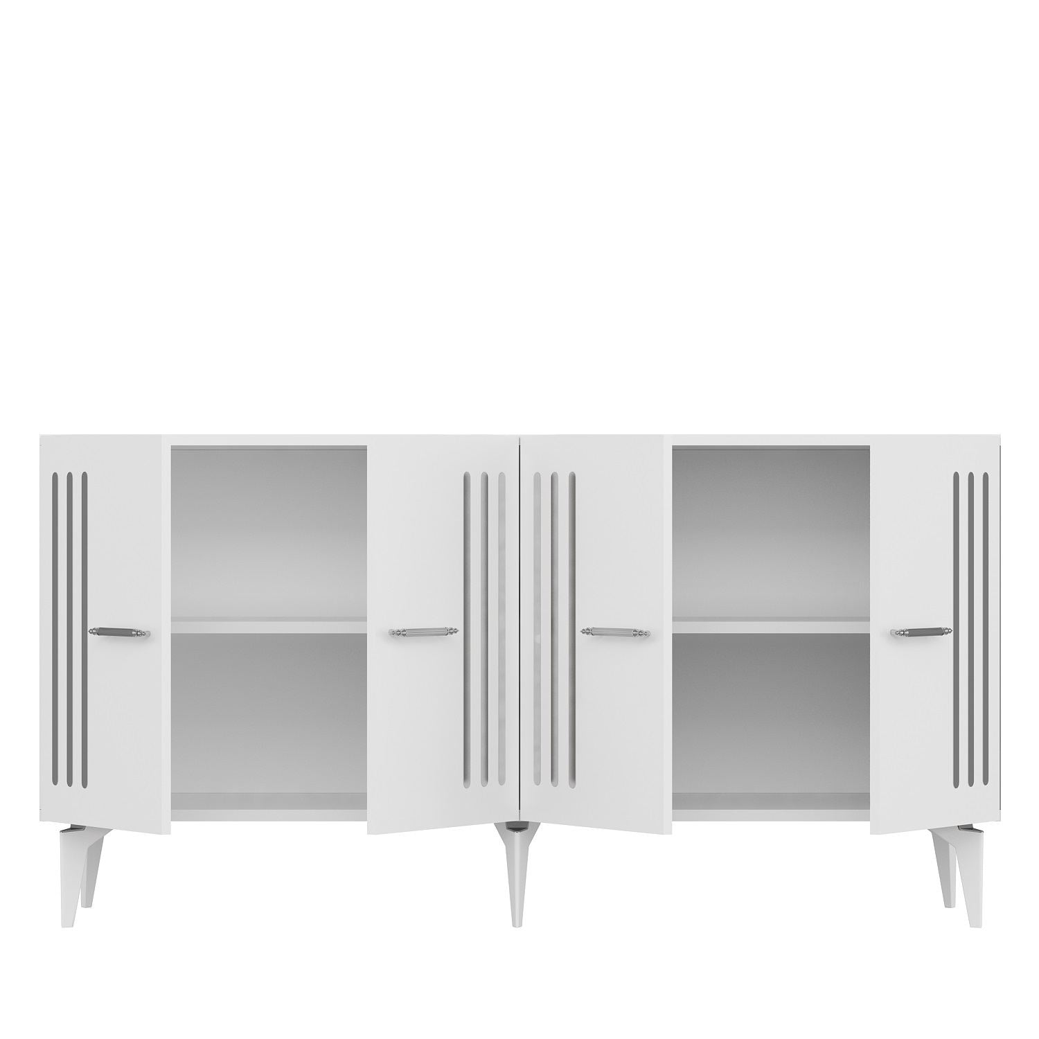 Aparador – 150 cm – Branco/Prata – Painel de partículas revestido a melamina