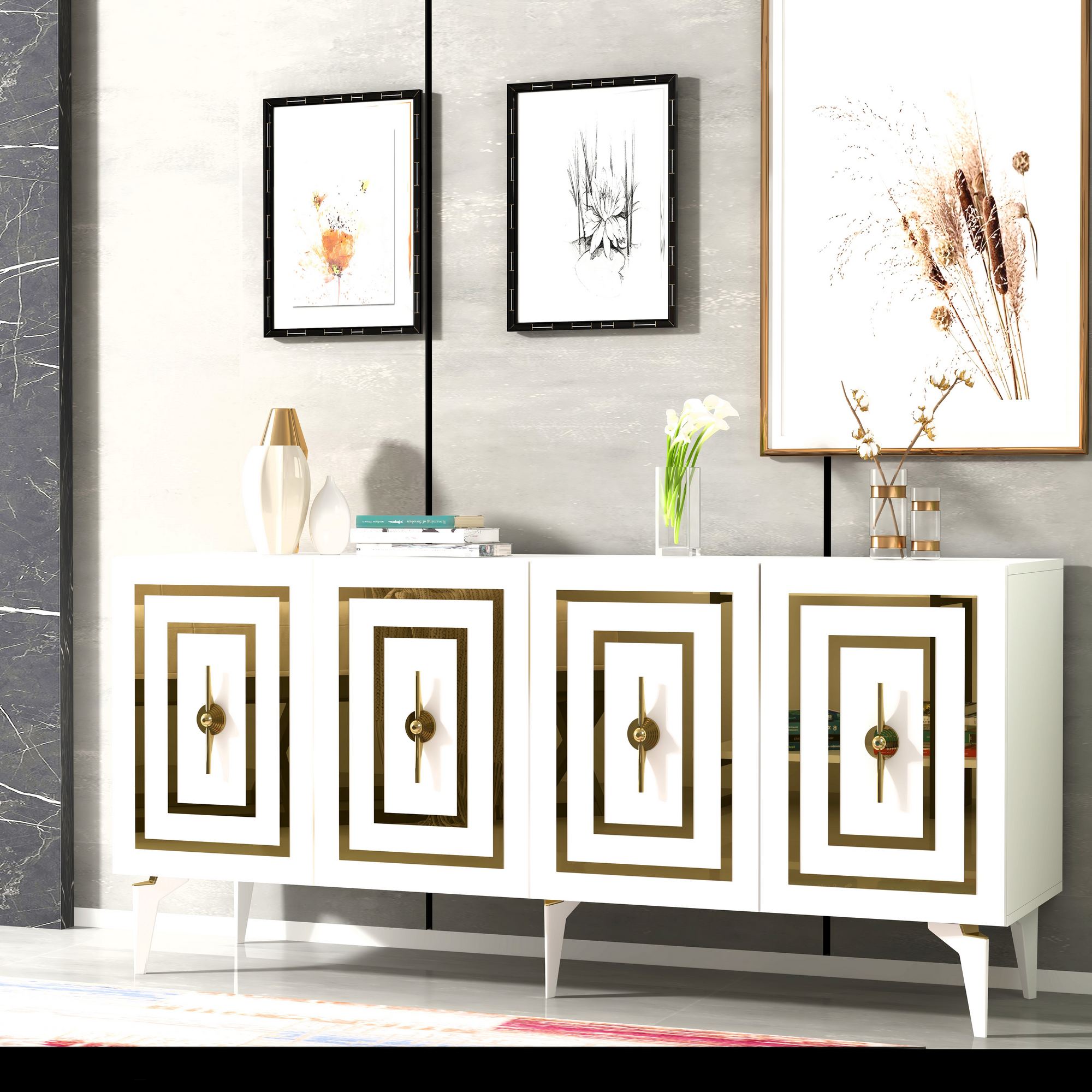 Aparador – 150 cm x 79 cm x 40 cm – Branco – Painel de Partículas revestido a melamina