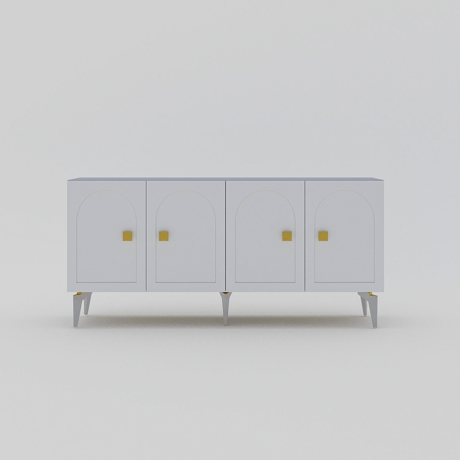 Aparador – 150cm x 79cm x 40cm – Branco e Dourado – Painel de Partículas