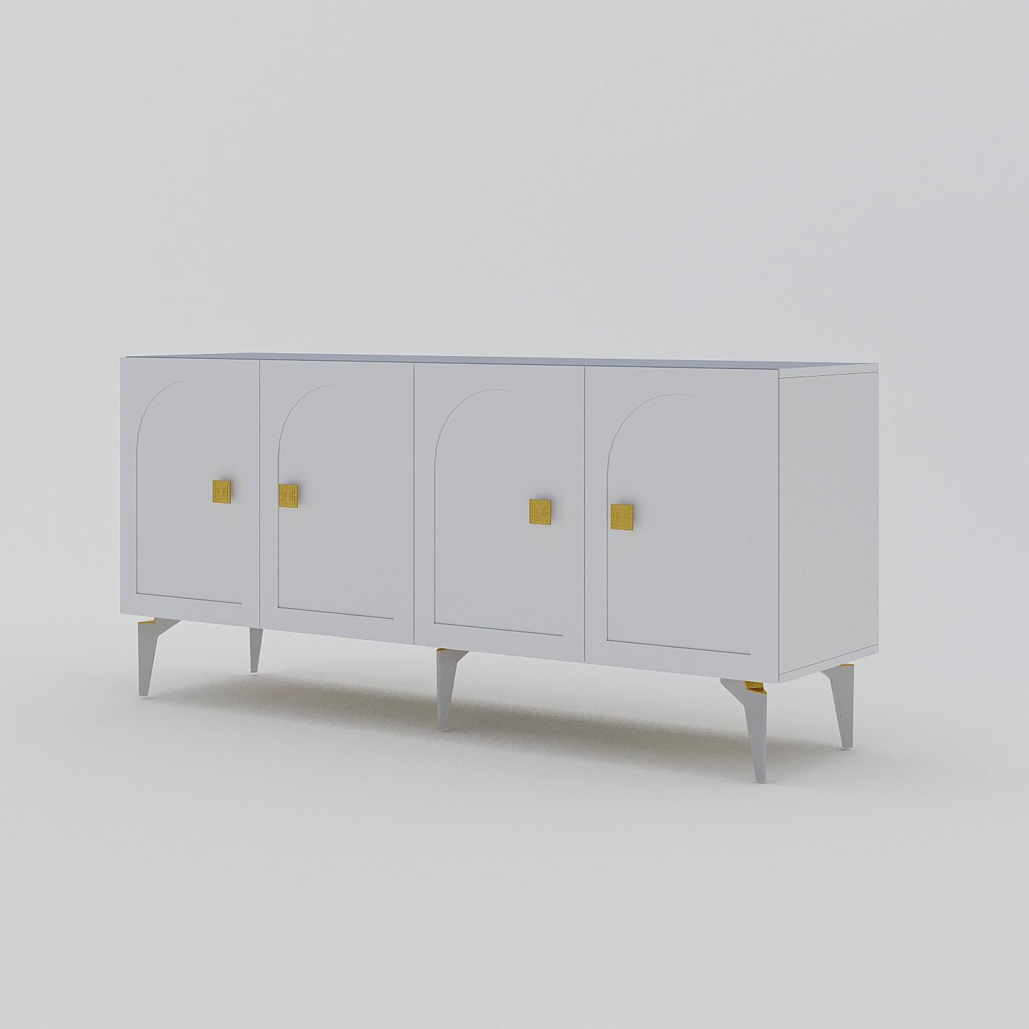 Aparador – 150cm x 79cm x 40cm – Branco e Dourado – Painel de Partículas