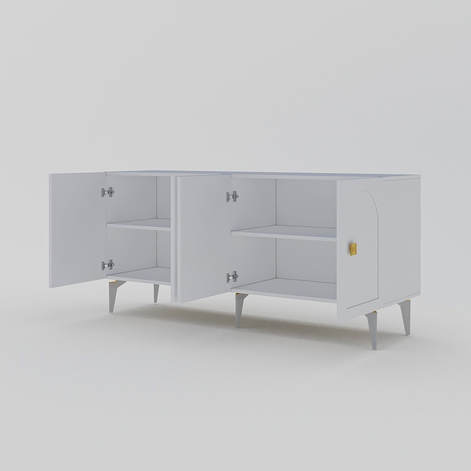 Aparador – 150cm x 79cm x 40cm – Branco e Dourado – Painel de Partículas