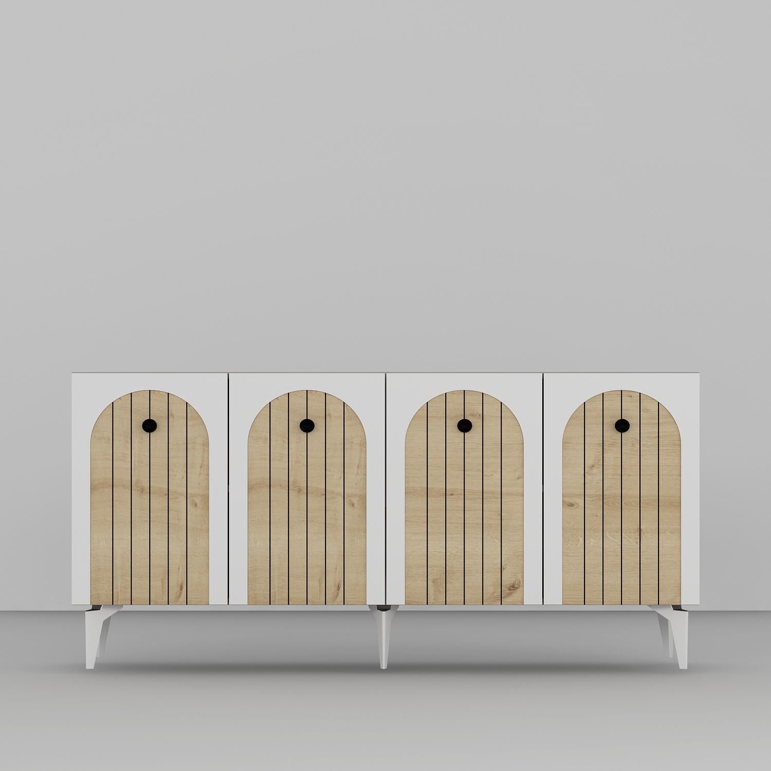 Aparador de parede – 150cm x 79cm x 40cm – Branco e Carvalho Safira – Painéis de partículas