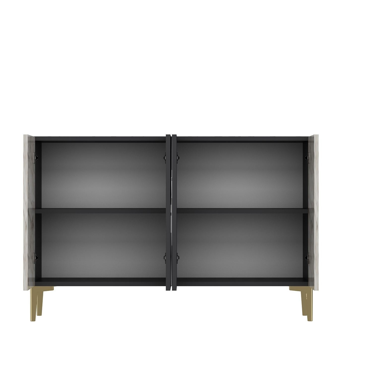 Aparador – 120 cm – Antracite, Mármore de Éfeso e Ouro – Aglomerado revestido de melamina
