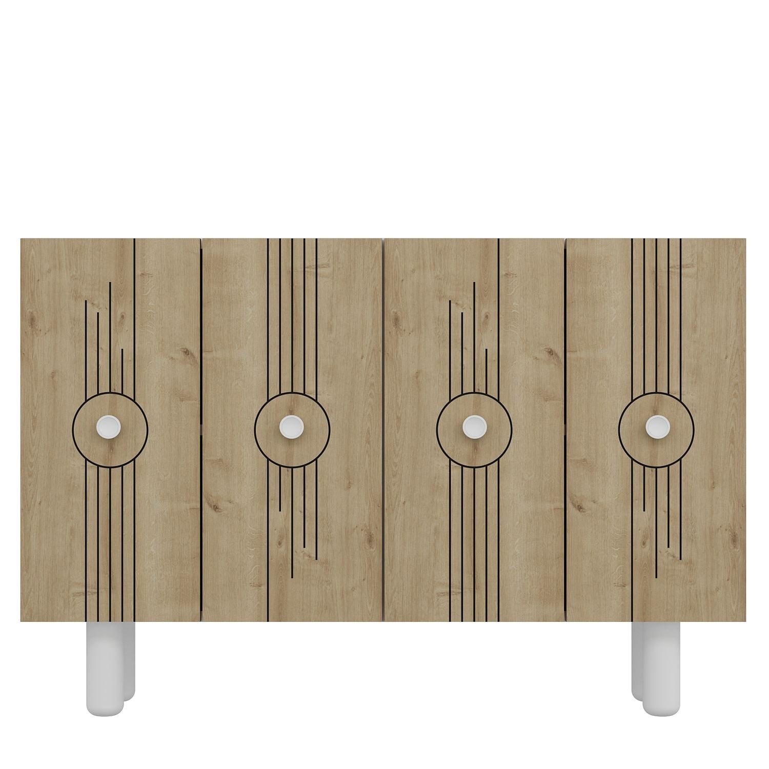Aparador – 120cm x 75cm x 29,6cm – Branco e Carvalho Safira – Aglomerado revestido de melamina