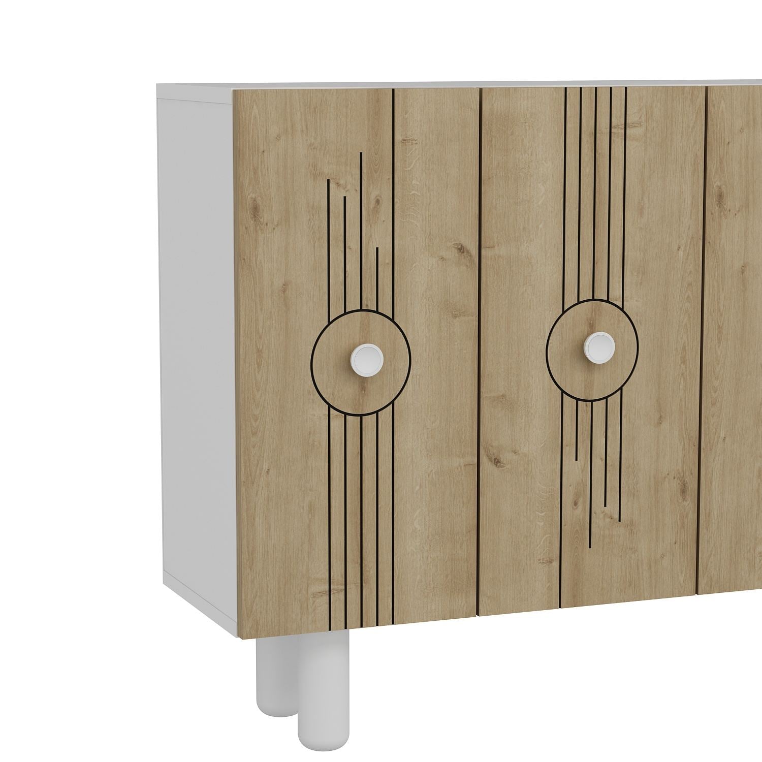 Aparador – 120cm x 75cm x 29,6cm – Branco e Carvalho Safira – Aglomerado revestido de melamina