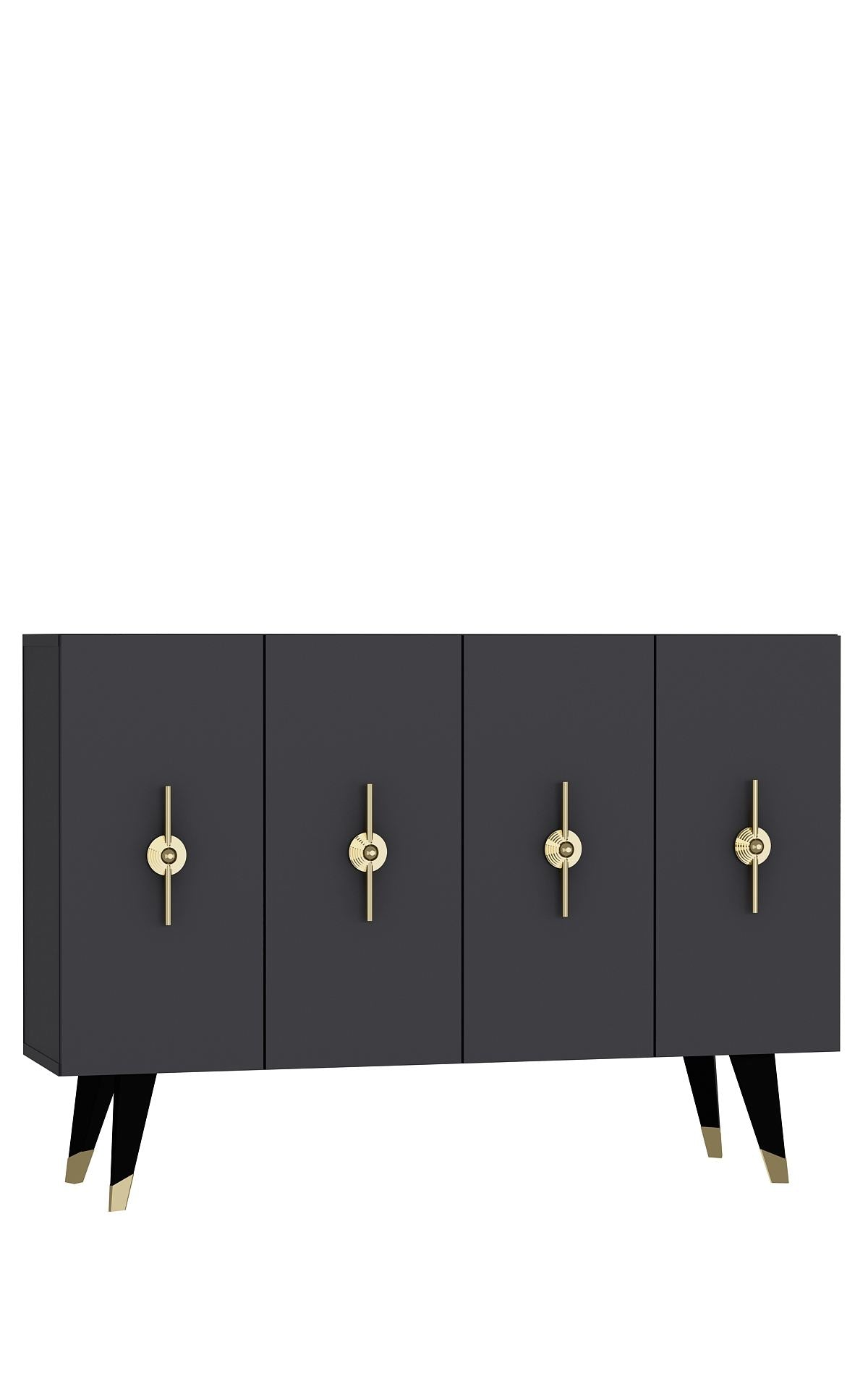 Aparador – 120 cm x 80 cm x 29,6 cm – Dourado e Antracite – Painel de partículas revestido de melamina