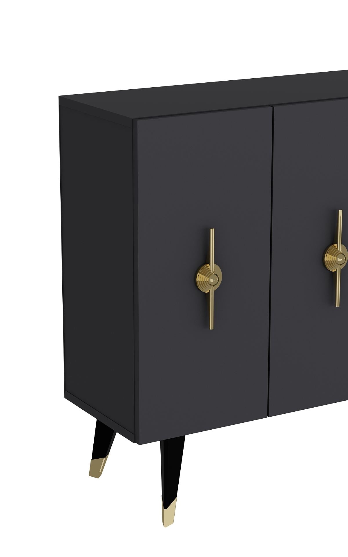 Aparador – 120 cm x 80 cm x 29,6 cm – Dourado e Antracite – Painel de partículas revestido de melamina