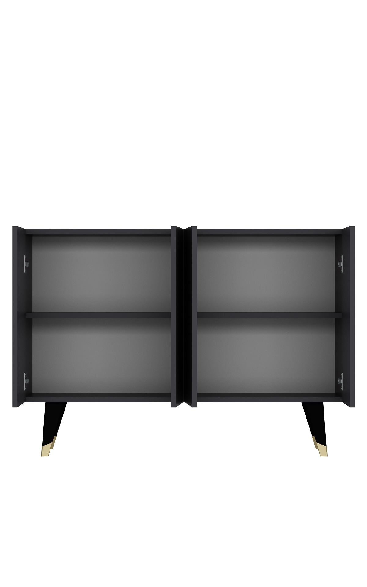 Aparador – 120 cm x 80 cm x 29,6 cm – Dourado e Antracite – Painel de partículas revestido de melamina